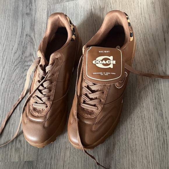 Coach Other - Coach Men's Tan Leather Sneakers with Logo Tongue